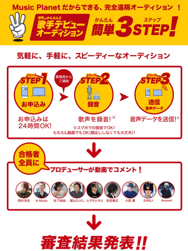 歌手デビューオーディション簡単3STEP